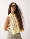【送料無料】 コルージョン レディース ベスト トップス COLLUSION knit high collared neck vest with tie sid...