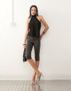 【送料無料】 ノイジーメイ レディース カジュアルパンツ ボトムス Noisy May stretch denim capri pants in washed black Black Denim