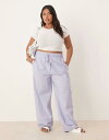 【送料無料】 エイソス レディース カジュアルパンツ ボトムス ASOS DESIGN Curve linen look pull on pants in blue Blue