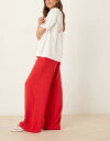 【送料無料】 エイソス レディース カジュアルパンツ ボトムス ASOS DESIGN linen look pull-on pants in red Red