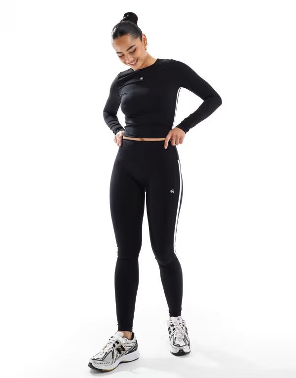 【送料無料】 フォース&レックレス レディース レギンス ボトムス 4th & Reckless x Felicia Wedin Apres Ski Indra active legging with contrast piping in black - part of a set Black
