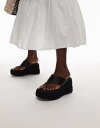 【送料無料】 トップショップ レディース サンダル シューズ Topshop Heidi toe thong espadrille wedges in black Black