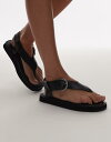 【送料無料】 トップショップ レディース サンダル シューズ Topshop Kam real leather toe thong flat sandals in black Black