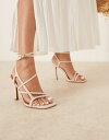 【送料無料】 エイソス レディース サンダル シューズ ASOS DESIGN Nutty caged high heeled sandals in natural linen Natural Linen