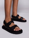 【送料無料】 ウォークロンドン レディース サンダル シューズ Walk London Budapest velcro sandal in black leather Black