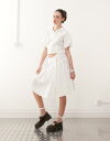 【送料無料】 コルージョン レディース スカート ボトムス COLLUSION drop waist poplin skirt in white - part of a set WHITE