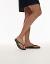 【送料無料】 トップショップ レディース サンダル シューズ Topshop Jay real suede toe thong flat sandals in khaki Khaki