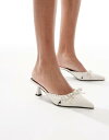 【送料無料】 レイド レディース サンダル シューズ RAID Tinsley kitten heeled mules with bow in off white Off white pu