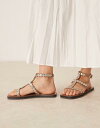 【送料無料】 エイソス レディース サンダル シューズ ASOS DESIGN Felix metal coin flat sandals in mushroom suede STONE