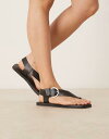 【送料無料】 エイソス レディース サンダル シューズ ASOS DESIGN Firth flat flip flops in black leather Black leather