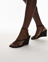 【送料無料】 トップショップ レディース サンダル シューズ Topshop Frankie high heel strappy wedges in black Black(4)