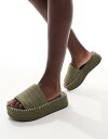 【送料無料】 エイソス レディース サンダル シューズ ASOS DESIGN Jordyn flatform espadrille mule sandals in khaki Khaki