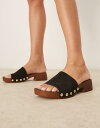 【送料無料】 エイソス レディース サンダル シューズ ASOS DESIGN Flare premium suede mule sandal clogs in black Black suede