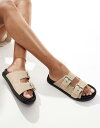 【送料無料】 ロンドンレベル レディース サンダル シューズ London Rebel double strap buckle detail sandals in taupe Taupe