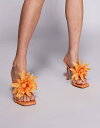 【送料無料】 シミ レディース サンダル シューズ Simmi London Vaughan heeled mule sandals with flower detail in orange ORANGE PU