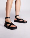 【送料無料】 リバーアイランド レディース サンダル シューズ River Island strappy flat sandals in black Black