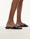 【送料無料】 マンゴ レディース サンダル シューズ Mango studded leather sandals in black Black