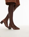 【送料無料】 マンゴ レディース サンダル シューズ Mango buckle detail block heel sandal in brown BROWN