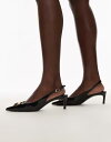 【送料無料】 マンゴ レディース ヒール シューズ Mango sling back kitten heel shoes with gold accents in black Black
