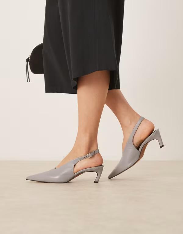 ̵  ǥ ҡ 塼 ASOS DESIGN Sculpt premium slingback mid he...