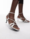 【送料無料】 マンゴ レディース ヒール シューズ Mango strappy kitten heels in white WHITE