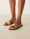 【送料無料】 マンゴ レディース サンダル シューズ Mango raffia buckle detail sandals in brown BROWN