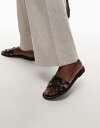 【送料無料】 マンゴ レディース サンダル シューズ Mango leather braided detail sandals in black Black