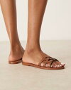 【送料無料】 マンゴ レディース サンダル シューズ Mango leather braid detail sandals in brown BROWN