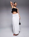 【送料無料】 エイソス レディース スカート ボトムス ASOS DESIGN crinkle drop waist maxi skirt in white White