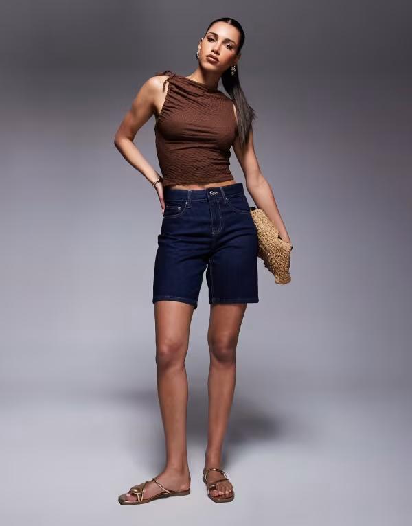 リバーアイランド レディース ボトムス ハーフパンツ・ショーツ ショートパンツ デニム River Island denim Bermuda shorts in dark wash Dark wash blue ブルー