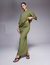 【送料無料】 リバーアイランド レディース スカート ボトムス River Island clean neoprene maxi skirt in khaki Khaki