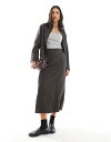 【送料無料】 ヴェロモーダ レディース スカート ボトムス Vero Moda column maxi skirt in dark gray pinstripe - part of a set Dark Gray Melange