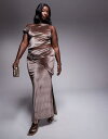 【送料無料】 エイソス レディース スカート ボトムス ASOS DESIGN Curve velvet drape fishtail maxi skirt in mink - part of a set Mink