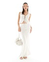 【送料無料】 ミスセルフフリッジ レディース スカート ボトムス Miss Selfridge linen look bias cut maxi skirt in stone Stone