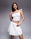 【送料無料】 ラブトライアングル レディース スカート ボトムス Love Triangle broderie tiered mini skirt in white - part of a set WHITE