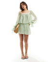 【送料無料】 エイソス レディース スカート ボトムス ASOS DESIGN chiffon bubble mini skirt in sage - part of a set Sage