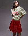 【送料無料】 トップショップ レディース スカート ボトムス Topshop cutwork scalloped edge mini skirt in red RED