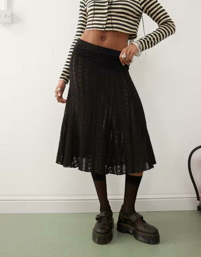 【送料無料】 コルージョン レディース スカート ボトムス COLLUSION lace midi skirt in black Black 【送料無料】 コルージョン レディース スカート ボトムス COLLUSION lace midi skirt in black Black