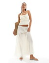 【送料無料】 プルアンドベアー レディース スカート ボトムス Pull&Bear sequin details tiered maxi skirt in white WHITE
