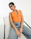 【送料無料】 ミスセルフフリッジ レディース ベスト トップス Miss Selfridge halterneck vest in orange ORANGE
