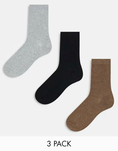 【送料無料】 ピーシーズ レディース 靴下 アンダーウェア Pieces 3 pack socks in taupe gray and black Multi 【送料無料】 ピーシーズ レディース 靴下 アンダーウェア Pieces 3 pack socks in taupe gray and black Multi