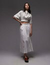 【送料無料】 トップショップ レディース スカート ボトムス Topshop crinkle cotton laundered full skirt in ivory IVORY(4)