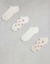 【送料無料】 リンデックス レディース 靴下 アンダーウェア Lindex 4-pack lettuce edge socks with peach detail in pink PINK