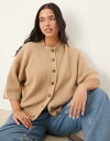 【送料無料】 エイソス レディース カーディガン アウター ASOS DESIGN Curve knit short sleeve ribbed cardiga...