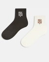 【送料無料】 アクセサライズ レディース 靴下 アンダーウェア Accessorize self love club 2 pack socks in brown BROWN