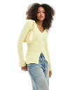 【送料無料】 エイソス レディース カーディガン アウター ASOS DESIGN ribbed v neck collared cardigan in but...