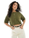 【送料無料】 エイソス レディース カーディガン アウター ASOS DESIGN knit short sleeve cardigan in khaki Khaki