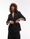【送料無料】 マンゴ レディース ジャケット・ブルゾン アウター Mango belted tailored short sleeve blazer in black - part of a set Black