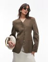 【送料無料】 マンゴ レディース ジャケット・ブルゾン アウター Mango capsule linen mix structured blazer with cinched waist in olive OLIVE GREEN