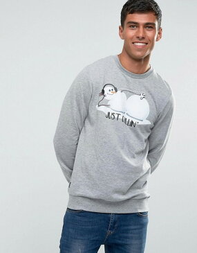 スリードベア メンズ パーカー・スウェット アウター Threadbare Holidays Snowman Sweat Grey